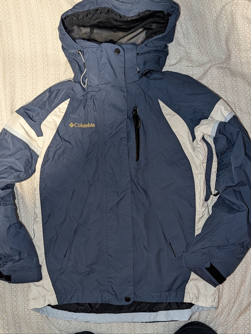 Columbia Titanium Navy, White, Baby Blue Hooded 2 in 1 Ski Jacket